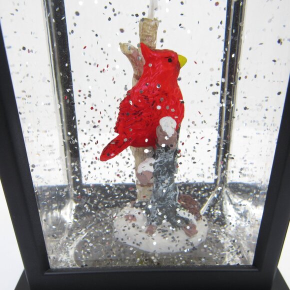 Holiday Spinning Silver Glitter Lighted Lantern Cardinals Christmas Decor - Picture 7 of 13
